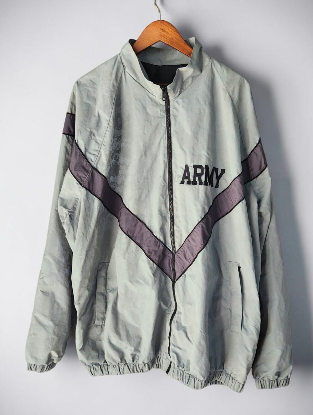 US Army Ripstop Reflective IPFU Windbreaker Jacket Mens 2XL Long Grey Vented
